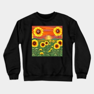 Sun Flower mural Art Crewneck Sweatshirt